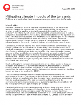 Report: Barriers to mitigating the climate impacts of the tar sands