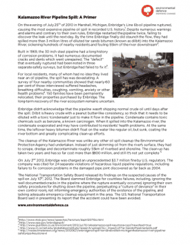 Report: Kalamazoo Pipeline Spill: A Primer