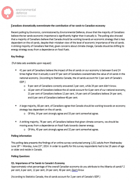 Report: Canadians dramatically overestimate the contribution of tar sands to Canadian economy