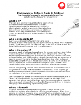 Guide: Environmental Defence Guide to Triclosan