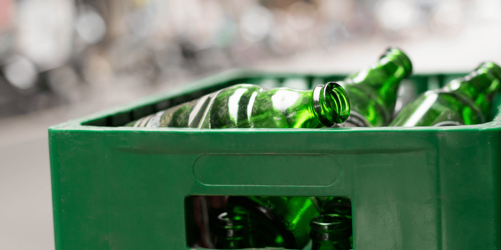 empty beer bottles in a bin