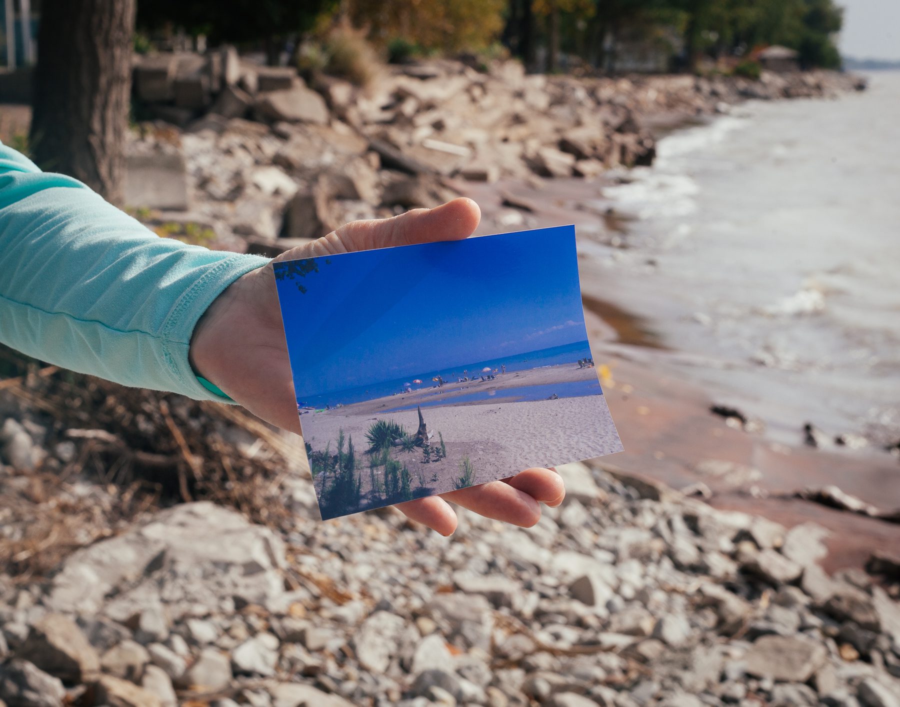 The shoreline is one thing that has changed “dramatically” since they moved to Long Point in 2009. The beach was sandy and expansive, whereas now, there is “no beach.” 