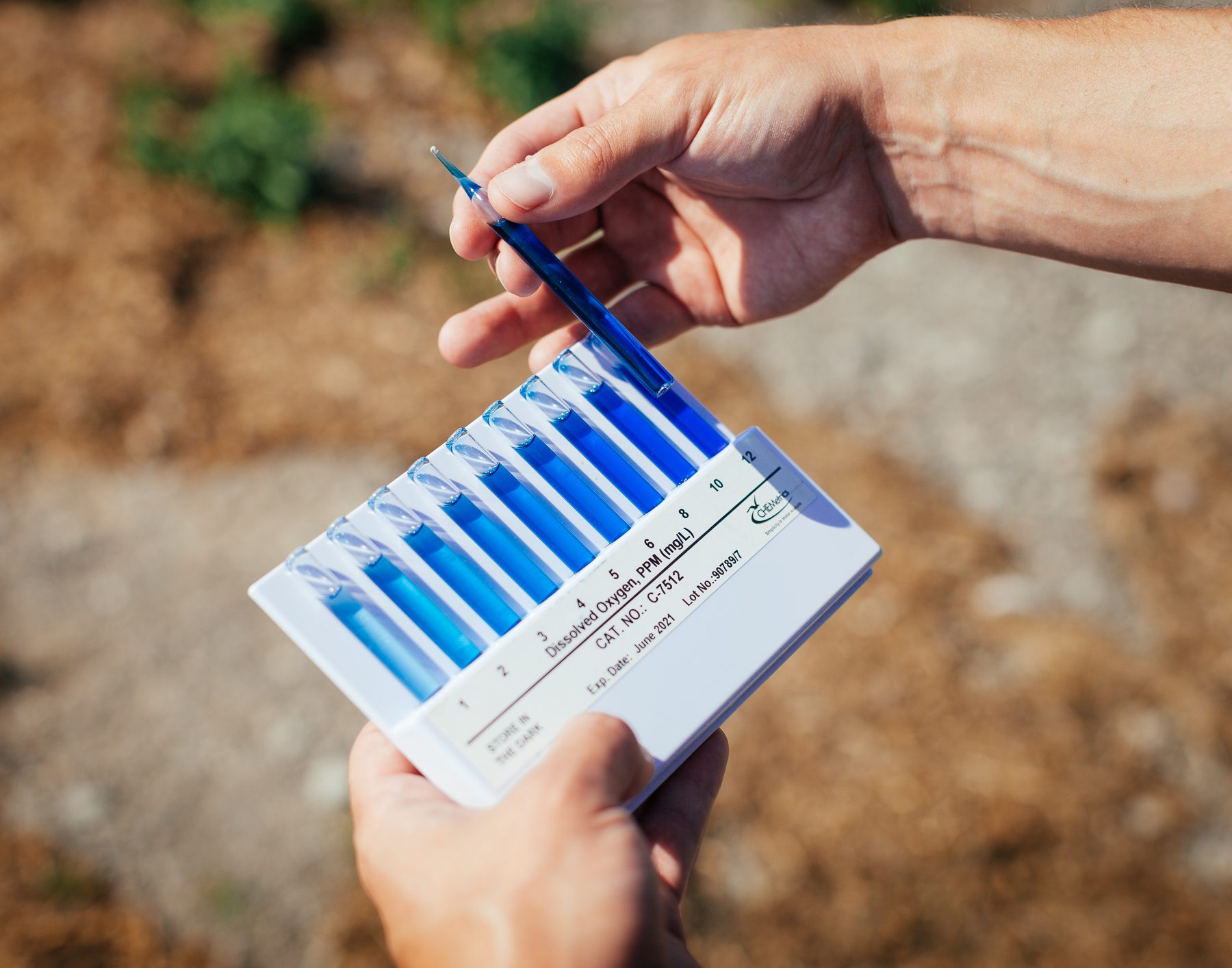 Gregary’s test measures how saturated the water is with dissolved oxygen, something aquatic life relies on. Algae blooms, and their decomposition, create hypoxia (a lack of oxygen in the water.) You also don’t want the levels to be too high with dissolved oxygen, indicating an excessive growth of a particular flora.