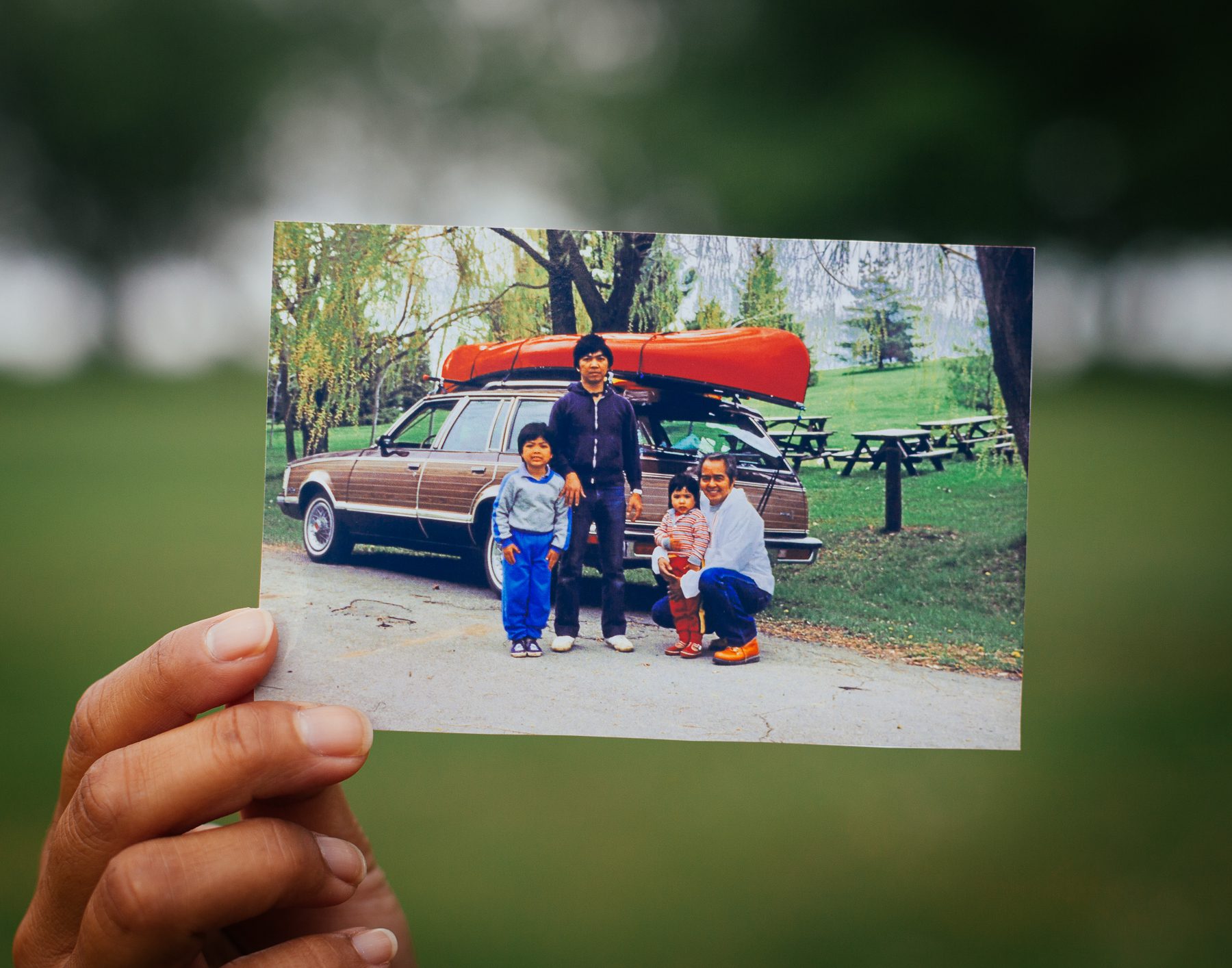 [from Left to Right] her brother, her father, Robin and Lolo (grandpa) Imon. 