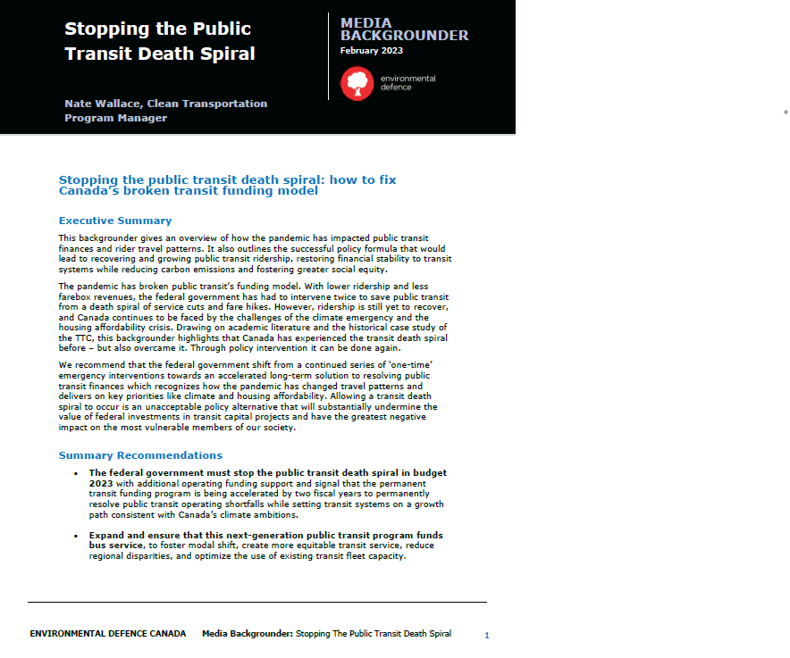 Public Transit Funding Backgrounder cover