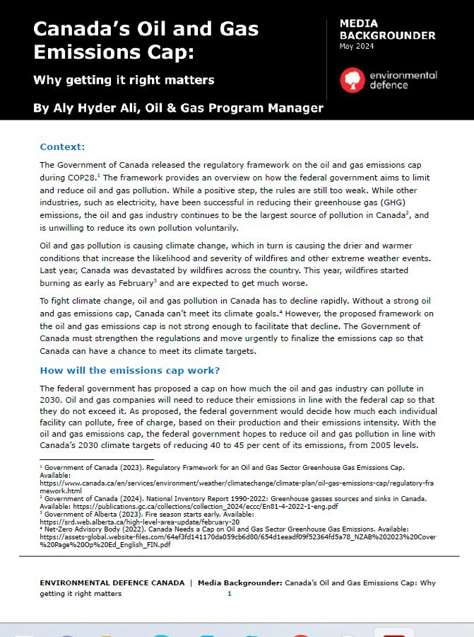 emissions cap backgrounder cover update