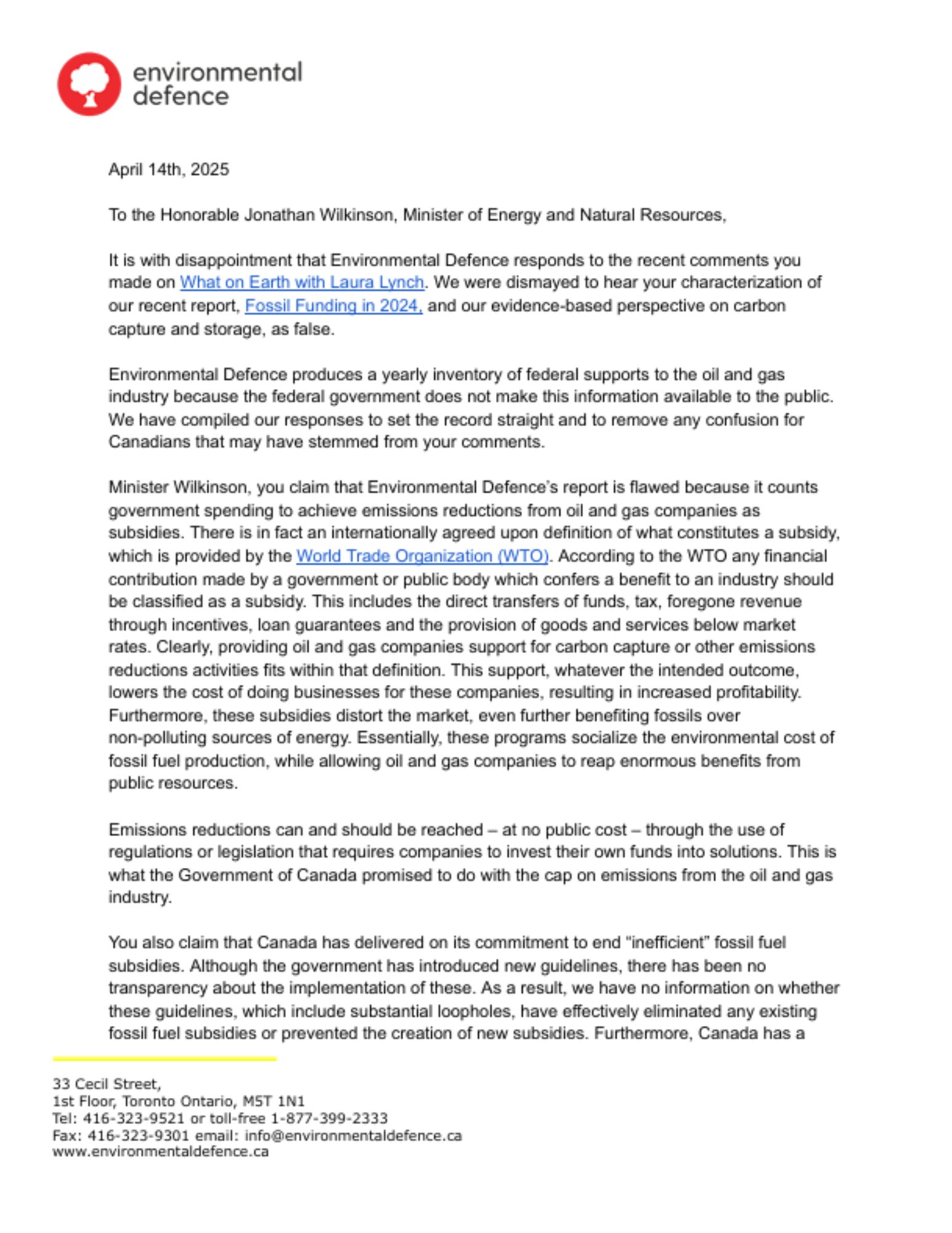 Scientist Highway 413 Letter