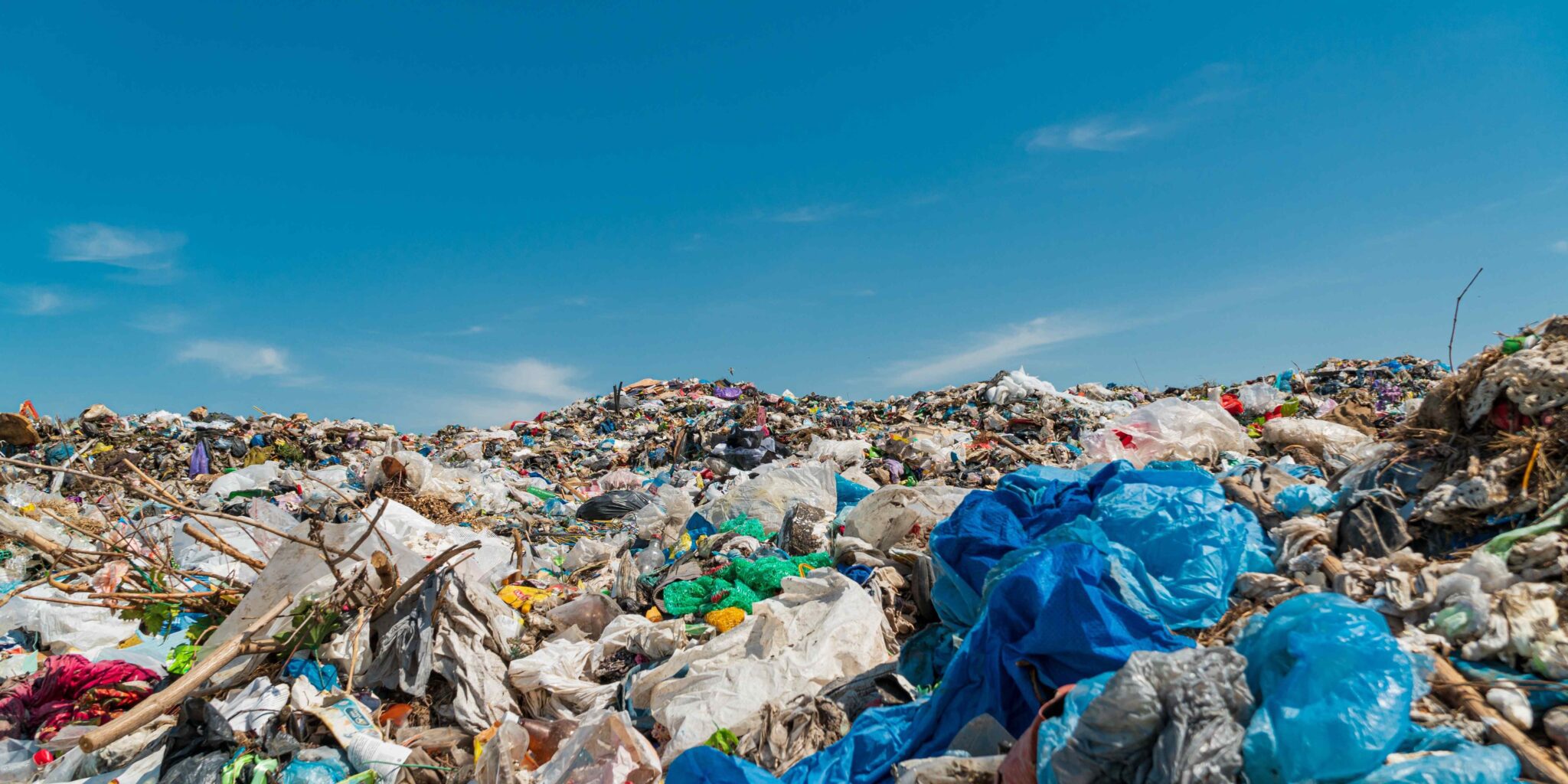 A mound of plastic in a landfill